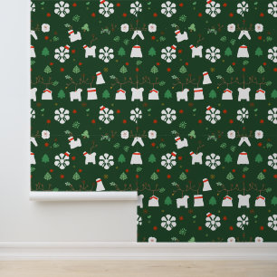 Christmas Animals and Stockings Pattern Wallpaper
