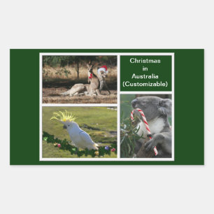Christmas Animals Aussie Style - Personalizable Rectangular Sticker