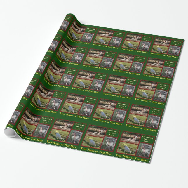 Christmas Animals Aussie Style Wrapping Paper (Unrolled)