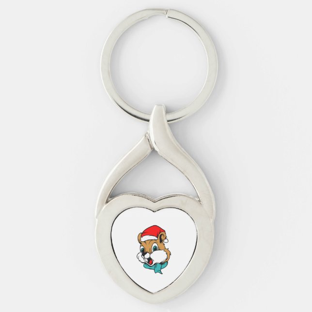 Christmas Animals Christmas Chipmunk Santa Key Ring (Front)