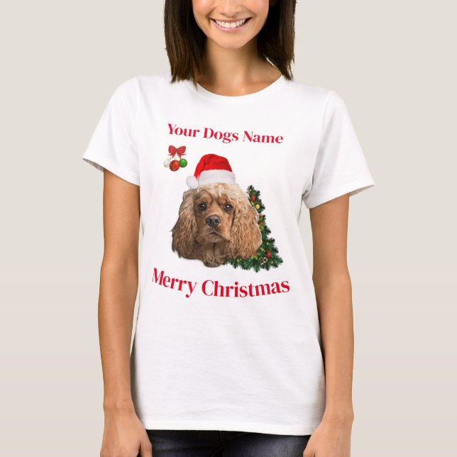 Christmas animals cocker spaniel T-Shirt (Front)