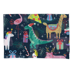 Christmas Animals, Cute Seamless Design. Pillowcase