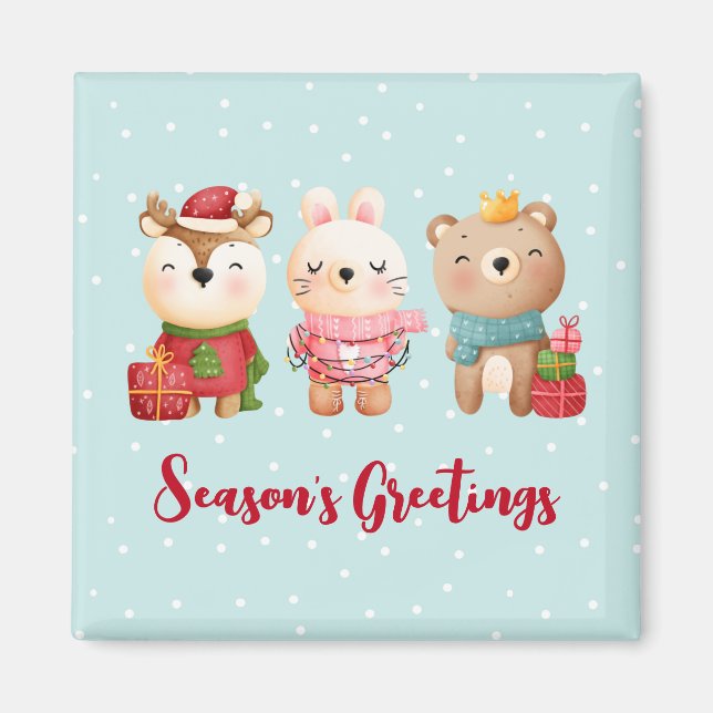 Christmas Animals in Festive Outfits Magnet (Front)