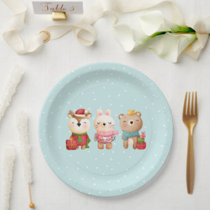 Christmas Animals in Festive Outfits Paper Plate