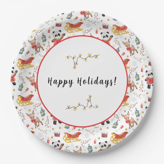 Christmas Animals Paper Plate (Front)