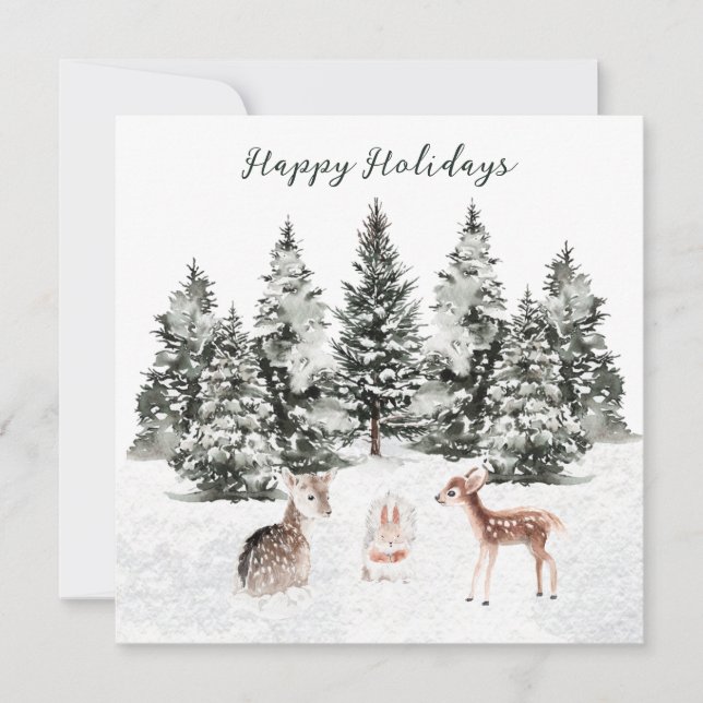 Christmas Animals Pine Forest Card (Front)