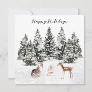 Christmas Animals Pine Forest Card
