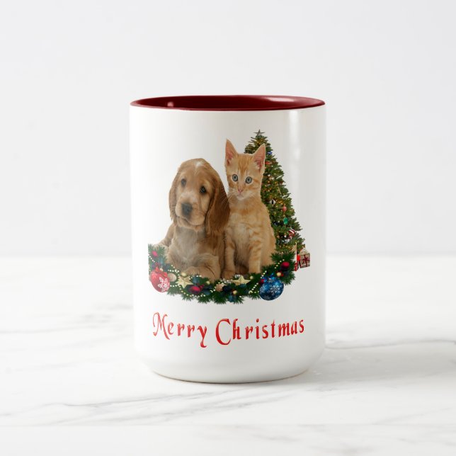 Christmas Animals Two-Tone Coffee Mug (Center)