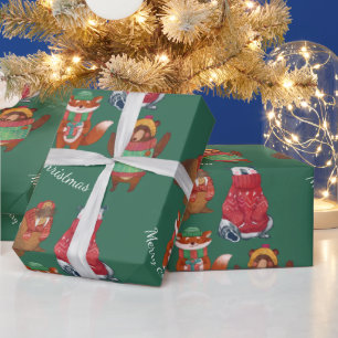 Christmas animals  wrapping paper