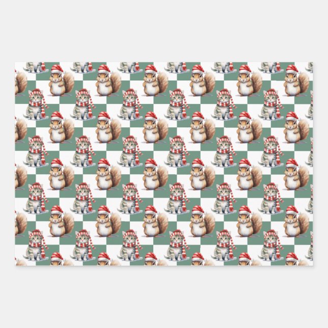 Christmas Animals Wrapping Paper Set (Front)