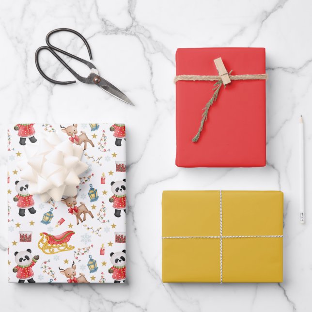 Christmas Animals Wrapping Paper Sheet (Front)
