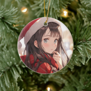 Christmas Anime Girl Ceramic Ornament