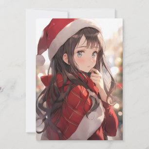 Christmas Anime Girl Holiday Card