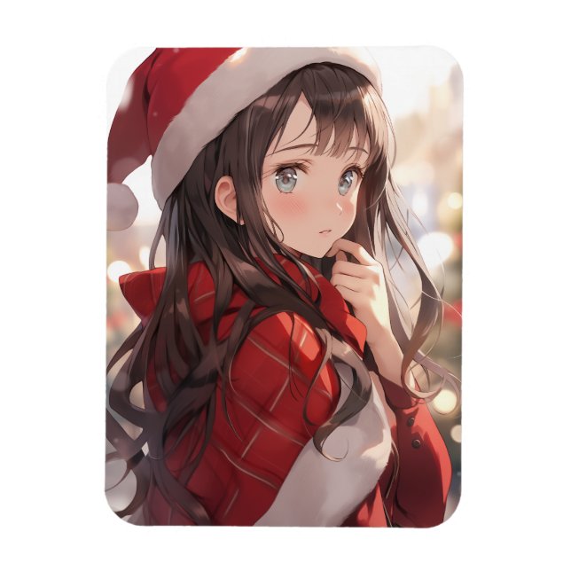 Christmas Anime Girl Magnet (Vertical)