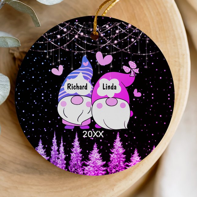 Christmas anniversary engaged married couple  ceramic ornament (Creator Uploaded)