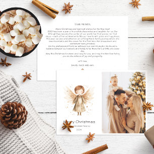 Christmas Annual Family Review Cute Boho BabyAngel Holiday Card