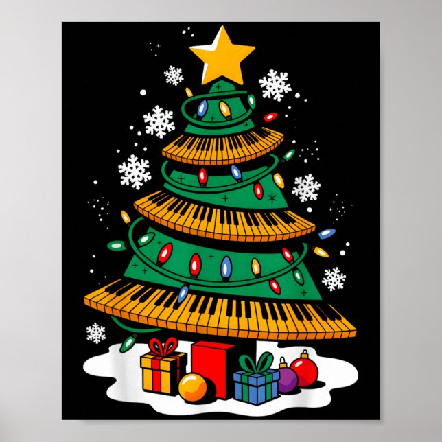 Christmas Ano Player Xmas Tree Funny Music Lover S Poster (Front)