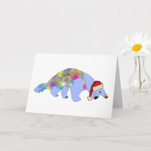 Christmas Anteater Funny Weird Psychedelic Animal Card