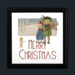 Christmas Antique Children Illustration 1920  Gift Box<br><div class="desc">Vintage Christmas Children and Cherub What a sweet little gem of a Christmas Greeting! Two children bringing Christmas flowers are approached by a Christmas cherub. "Merry Christmas" it says! This charming Christmas children illustration is based on a post card from 1920. The illustration of the Christmas children is quite beautiful....</div>