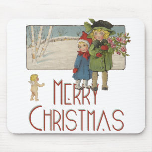 Christmas Antique Children Illustration 1920  Mouse Pad