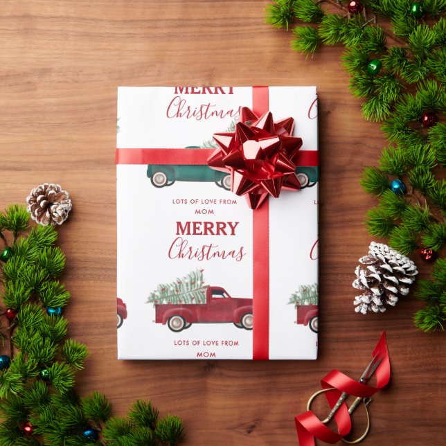 Christmas Antique Pickup Truck Xmas Tree Custom Wrapping Paper (Holiday Gift)