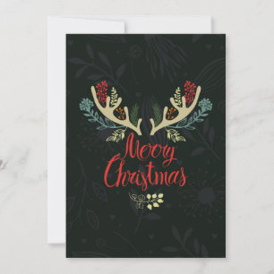 Christmas antlers calligraphy Greeting Cards