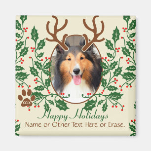 Christmas Antlers For Dog / Cat Personalise Photo Magnet