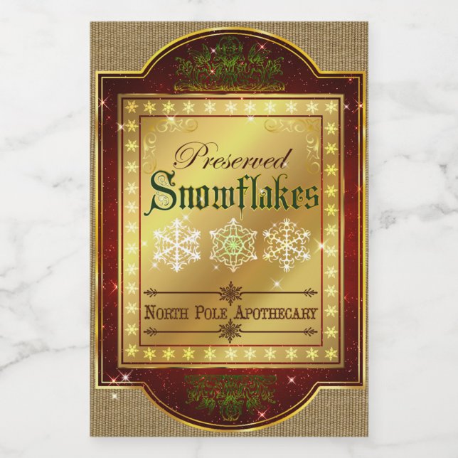 Christmas Apothecary Snowflakes Label (Single Label)