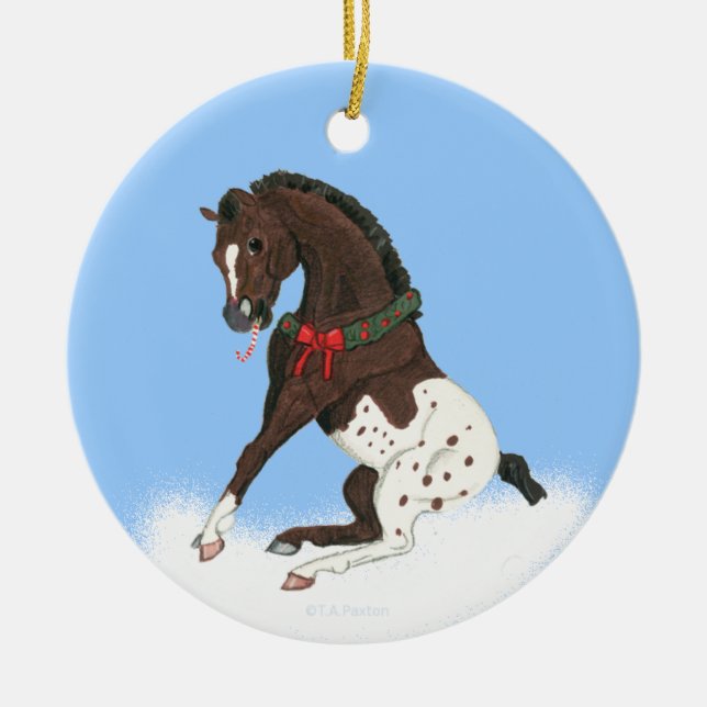 Christmas Appaloosa Colt Ceramic Tree Decoration (Front)
