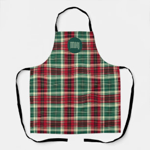 Christmas Apron - Custom Monogram– Tartan Plaid