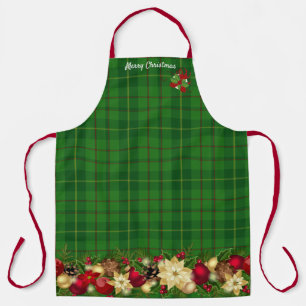 Christmas APRON Personalise Script Green Tartan