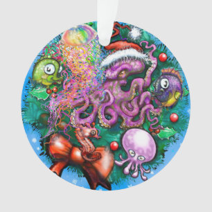Christmas Aqua Babies Ceramic Ornament