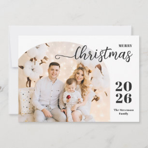 Christmas arch 1 photo modern minimalist blue holiday card