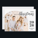 Christmas arch 1 photo modern minimalist blue holiday card<br><div class="desc">Elegant and modern Christmas greeting card featuring a minimalist design displaying your favourite family picture inside a trendy arch frame. Easily customise with your name and the current year in stylish black serif fonts.</div>