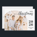 Christmas arch 1 photo modern minimalist red holiday card<br><div class="desc">Elegant and modern Christmas greeting card featuring a minimalist design displaying your favourite family picture inside a trendy arch frame. Easily customise with your name and the current year in stylish black serif fonts.</div>