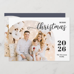 Christmas arch 2 photos modern minimalist grey holiday card