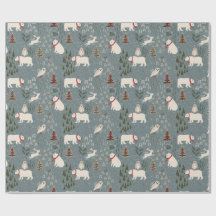 Christmas arctic animals polar bear on blue grey