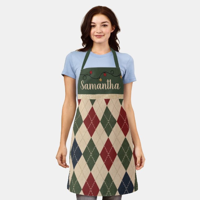 Christmas Argyle Apron (Worn)