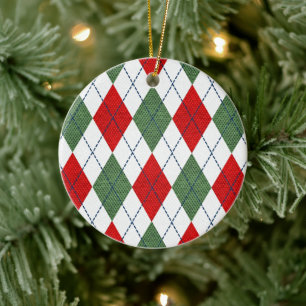 Christmas Argyle Ceramic Ornament