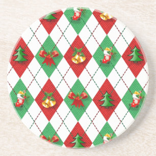 Christmas Argyle Decorated Coaster