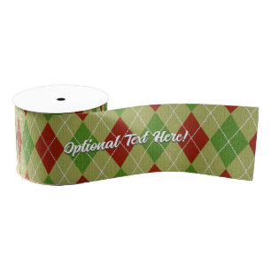 Christmas Argyle Knit with Personalised Message  Grosgrain Ribbon