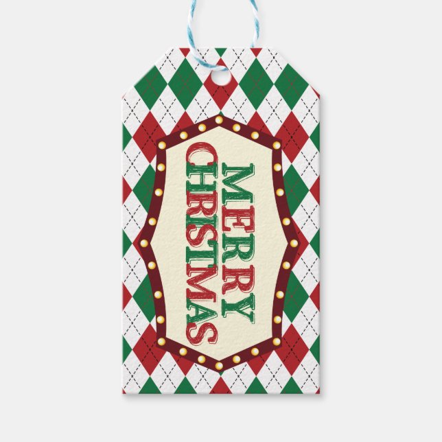 Christmas Argyle Pattern Gift Tags (Front)