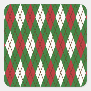 Christmas Argyle Square Sticker