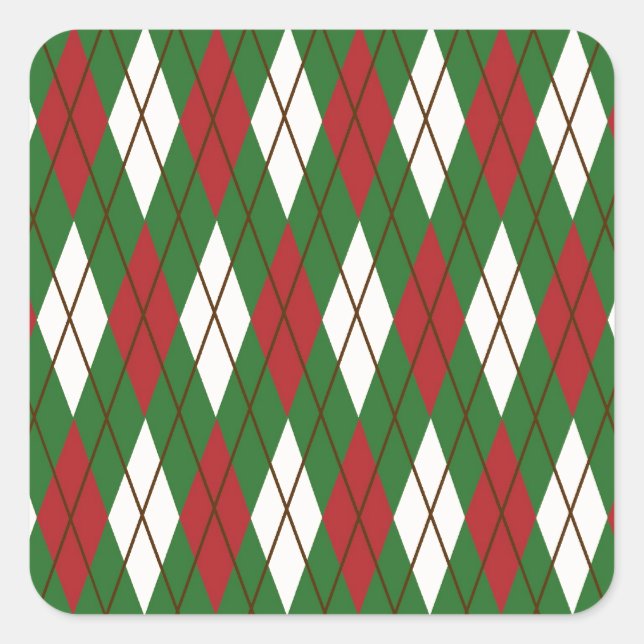 Christmas Argyle Square Sticker (Front)