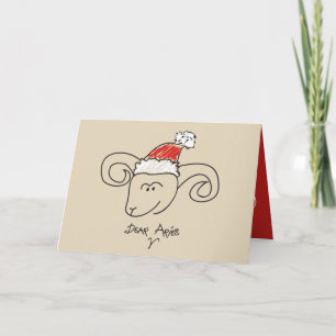 Christmas Aries Funny Astrology Horoscope Red Cool Holiday Card
