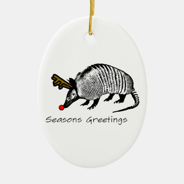 Christmas Armadillo Ceramic Tree Decoration (Front)