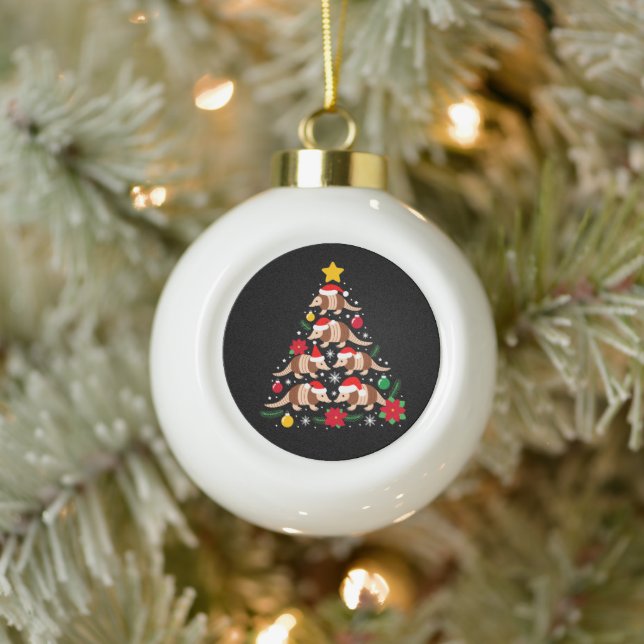 Christmas Armadillo Tree Santa Hat Ornaments Xmas (Tree)