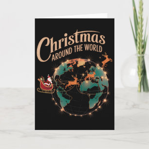 Christmas Around The World Funny Santa Claus Festi Card
