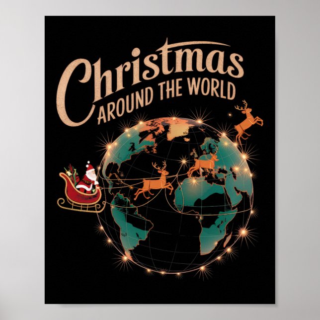 Christmas Around The World Funny Santa Claus Festi Poster (Front)