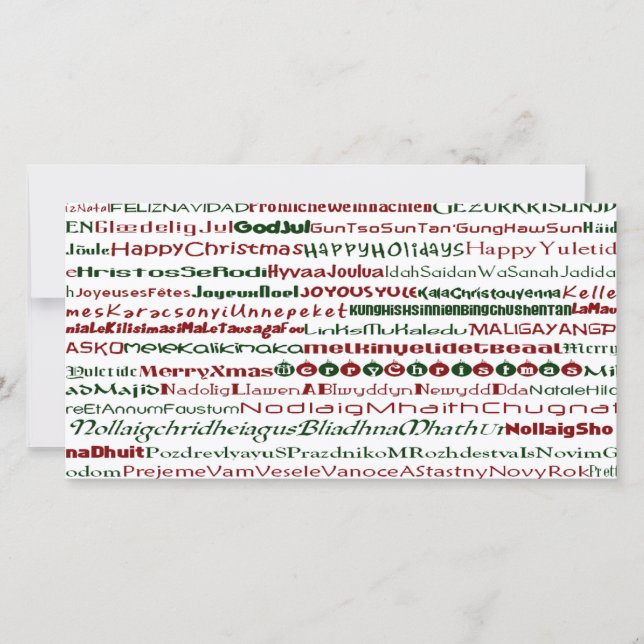 Christmas Around The World Text Design PhotoCard Holiday Card (Front)